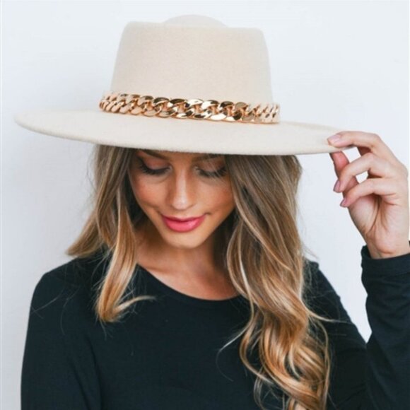 Chain Detailed Fall Winter Hat - ivory ( more colors available ) - Picture 2 of 7